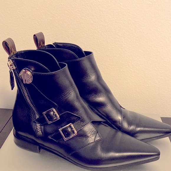 EUC [Louis Vuitton] Pointed Jumble Bootie Boots Black Leather Womens Sz 37, US 7 - Picture 4 of 14
